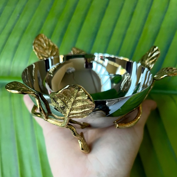 Michael Aram Botanical Leaf Gold nut Bowl New - Picture 5 of 12